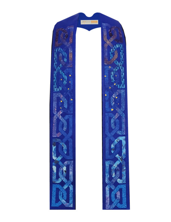 Blue celtic knots on a blue silk base.